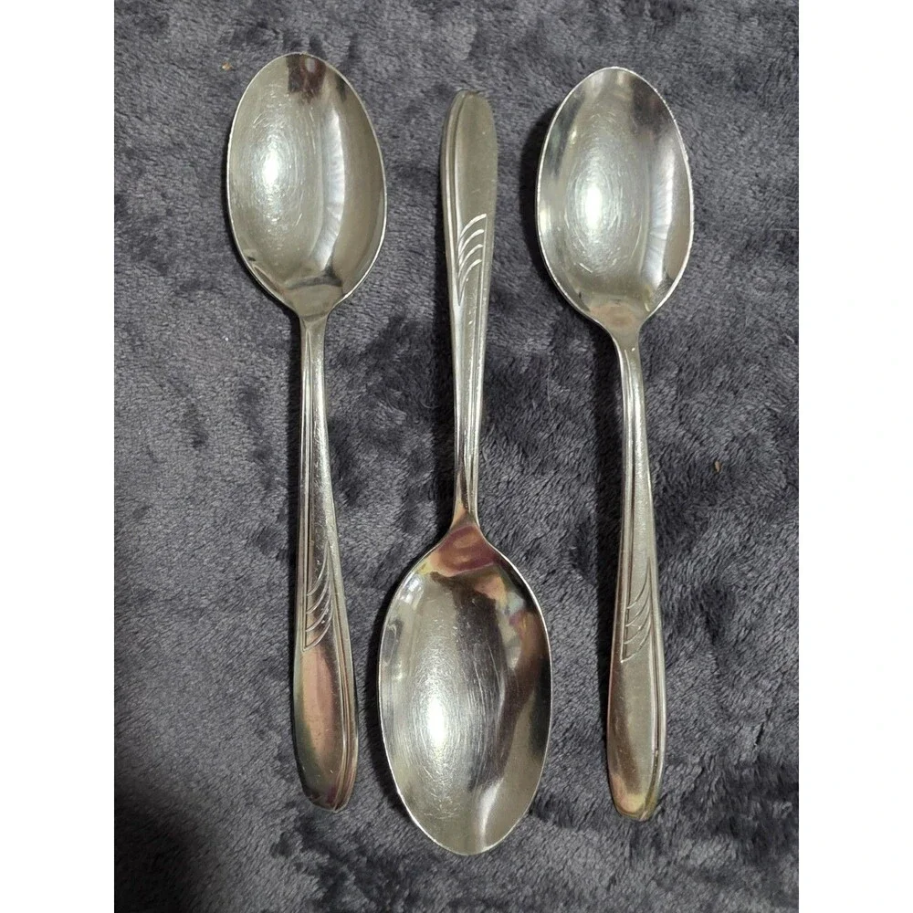 Vintage IMPERIAL USA Stainless Silverware FALCON/NOREEN Set of 6 Spoon Lot GuC